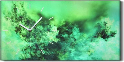 Produktbild von Wanduhr Bürouhr Leinwand Bild 60x30 Abstrakte fantastische grüne Wolken - weiße Hände