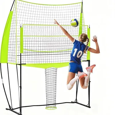 Produktbild von Volleyballnetz - Höhenverstellbar - 248x107x335 cm Trainingsnetz - Tragbares Set für Indoor Outdoor Strand Garten - Mit Tragetasche - Neon Grün