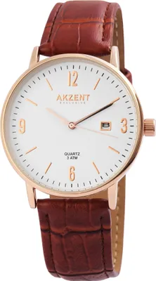 Produktbild von Akzent Exclusive Herrenarmbanduhr mit Kunstlederionsband