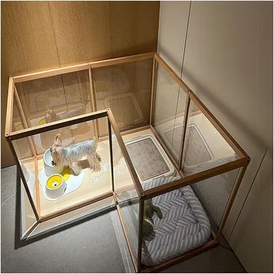 Imagen del producto de Jaula para cachorros, jaula plegable para perros con puerta, recinto para perros para interiores, jaula grande para perros, gatos, conejos y otros animales pequeños, antideslizante, transparente, para cachorros (sin puerta, 8 piezas)