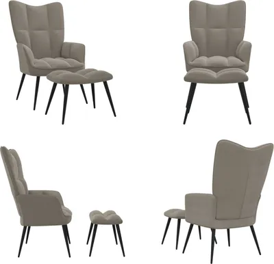 Obrázok produktu pre vidaXL Relax kreslo s taburetom Light Grey Velvet - Relax kreslo - Kreslo - Relax kreslo
