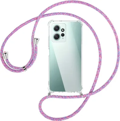 Produktbild von Handykette Backcover-Schutzhülle mit Band (Metall silberfarben) für Xiaomi Redmi Note 12 4G (6.67'') - lila/rosa/blau