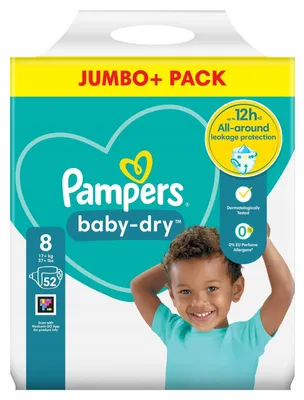 Obrázok produktu pre Plienky Pampers Baby-Dry veľkosť 8, 52 kusov