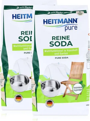 Produktbild von HEITMANN pure Reine Soda: Ökologischer Vielzweck-Reiniger für den Haushalt, Zugabe zu Spülmittel und Putzmittel, 2x 500g