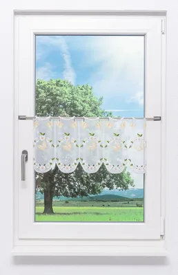 Produktbild von Scheibengardine Plauener Spitze - Frühjahr  (Bx H) 97.80cm * 30cm Gelb/gelborange