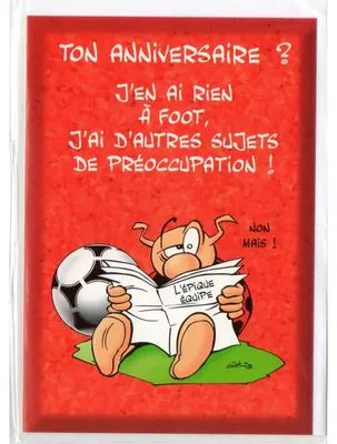 Image de Carte joyeux anniversaire animal rigolo + enveloppe - carterie sport football - enfant - adulte - fille - garcon (1