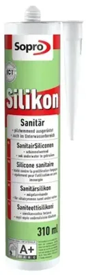Produktbild von Sopro Sanitärsilikon SSI, Silikondichtstoff für Anschluss- und Bewegungsfugen, innen und außen, 310 ml - Transparent