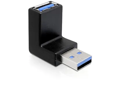 Produktbild von Delock - USB-Adapter - USB Typ A (M) zu USB Typ A (W) - USB 3.0 - 270° Stecker - Schwarz