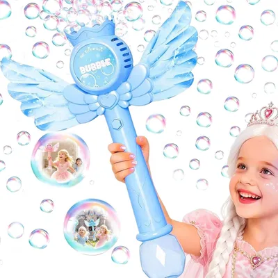 Zdjęcie produktu dla Maszyna do robienia baniek mydlanych, niebieska, zasilana bateriami, dla dzieci
