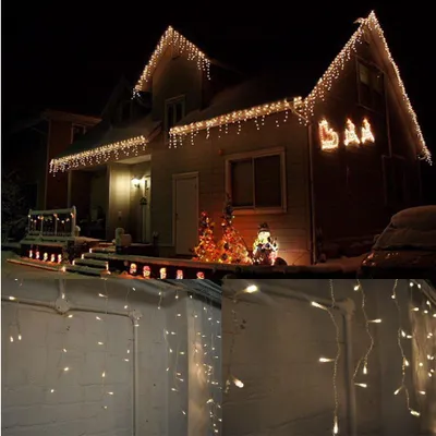 Eiszapfen-Lichterkette 400 LED 10 m, warmweiß, wasserdicht, 8 Modi