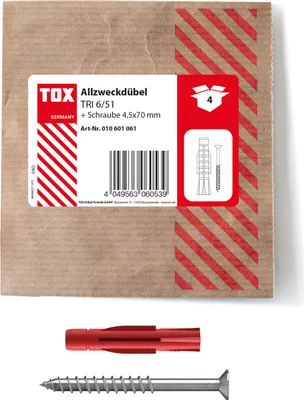 Obrázok produktu pre TOX 010601061 TOX TRI 6/51 010601061 Dübel- und Schrauben-Sortiment Ø 6 mm x 51 mm, 4 St.