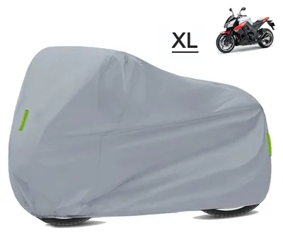 Imagen del producto de Funda para motocicleta de 210D Oxford: cubierta impermeable para protección durante todo el año contra la lluvia, el polvo y las inclemencias del tiempo. Talla XL