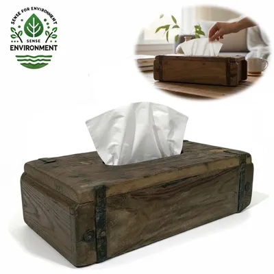Produktbild von LS-LebenStil Tissue-Box Holz 31cm Braun Ziegelform Kosmetiktuch-Spender Taschentuch Tücherbox Kosmetiktücher-Box