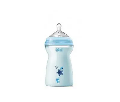 Produktbild von Chicco NaturalFeeling Babyflasche Blau 330ml - Schnellflusssauger ab 6 Monaten