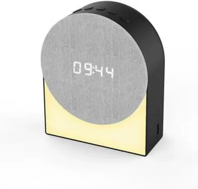 Obrázek produktu pro Černá noční lampička s časovačem, budíkem, hodinami a Bluetooth reproduktorem