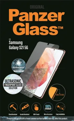 Obrázek produktu pro Panzerglass E2E Microfracture AntiBacterial Glass pro Samsung Galaxy S21 - s černým rámečkem