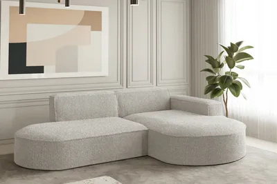 Zdjęcie produktu dla Sofa w kształcie L narożnik MODENA tkanina Loop perłowy prawy