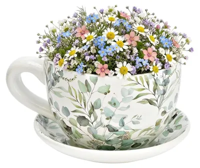 Image de Vase ou pot de fleurs en forme de tasse eucalyptus
