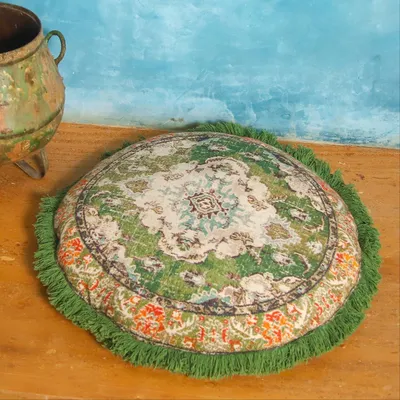 Produktbild von Meditationskissenbezug 60 cm - Runder Boho-Chic-Kissenbezug - Bestickt aus Baumwolle - Weich und - Perfekt für Komfort und Eleganz - Kissenbezug