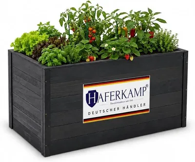 Imagen del producto de Cama elevada de madera para jardín, con revestimiento protector, color antracita, dimensiones: 150 x 76 x 79 cm