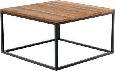 Obrázek produktu pro Odkládací stolek, konferenční stolek - Robustní design - Dubový masiv a matný černý kov | Rozměry: 80x80x45 cm