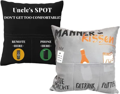 Immagine prodotto di 2 federe decorative, cuscini con tasche, cuscini divertenti per uomo, regali di compleanno per uomo, regali di compleanno originali
