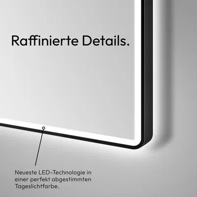 Produktbild von LED Badspiegel 80×60 cm, schwarz, Alurahmen, Licht neutralweiß, IP24