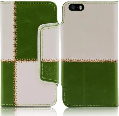 Produktbild von Apple Iphone 5C numia Bookstyle Nahtmuster Grè1/4n-Weiss