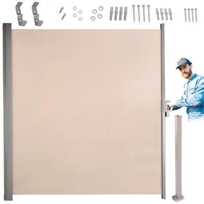 Immagine prodotto di Tenda da sole laterale per terrazza LUARO, parasole avvolgibile 180 x 400 cm, beige