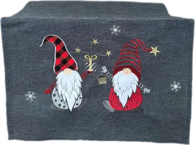 Produktbild von Tischwäsche mit Stickerei Zwei Wichtelmännchen Winter Weihnachten Dekoration 85 x 85 cm - dunkelgrau