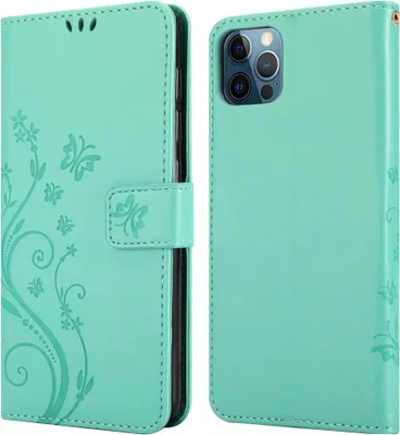 Image de Cadorabo Housse pour Apple iPhone 12 PRO MAX Housse de protection en turquoise Housse pour téléphone portable Etui Case Blumen Flower
