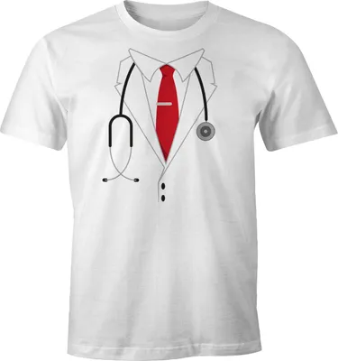 Produktbild von Herren T-Shirt Chef Arzt Arztkittel Doktor Kostüm Fasching Karneval Fun-Shirt Moonworks® weiß XS