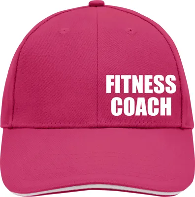 Produktbild von Huuraa Cappy Mütze Fitness Coach Training Pink/White Baumwolle 6-Panel Kappe Geschenkidee