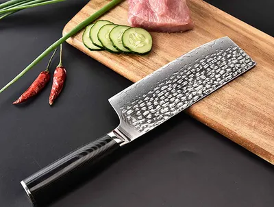 Produktbild von Chinesisches Hackmesser Damast Kochmesser 67 Lagen VG 10 extrem scharf 17 cm Klinge