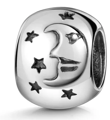 Immagine prodotto di MATERIA by Matthias Wagner - Ciondolo a sfera in argento 925 con luna e stelle per bracciale European Beads 1133