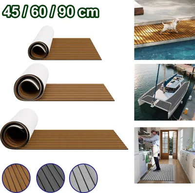 Produktbild von LARS360 Rutschfester EVA-Bootsboden in Teakholzoptik – Selbstklebende Antirutsch-Matte 240x45 cm für Motorboot, Kajak, Yacht, Wohnmobil – Braun, 1,08 m²