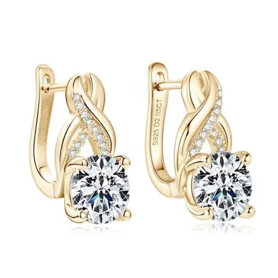 Produktbild von Paar Creolen Funkelnde Creolen Ohrringe 925 Sterling Silber 18K Gold