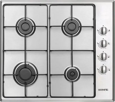 Image de Table de Cuisson Gaz OCEANIC, 4 Foyers, Inox, 60 x 51 x 4 cm