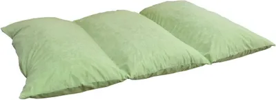 A light green, three-sectioned cushion or mattress is shown on a white background.