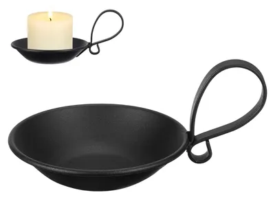 Eisen-Kerzenhalter mit Henkel, rund, 1 Stück, schwarz