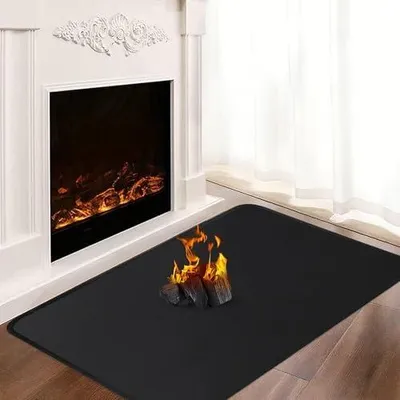 Produktbild von Feuerfeste Unterlage 122 x 91 cm, Funkenschutzplatte fš¹r Kaminofen, Bodenschutzmatte, Vor Funken, Schwarz