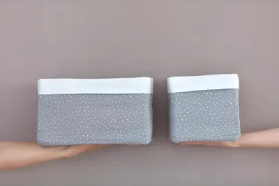 Produktbild von KraftKids Körbchen Musselin grau Punkte 20 x 20 x 20 cm