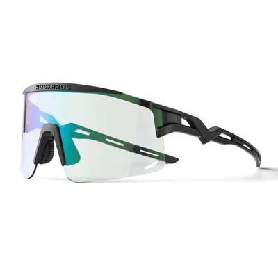 Image de ROCKBROS Lunettes de vélo Photochromiques Anti-buée Outdoorsports Protection UV Lunettes de sport Monture noire/Verres photochromiques
