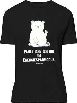 Produktbild von Mr. & Mrs. Panda Größe XL T-Shirt Eisbär Faul - Schwarz - Geschenk, Teddy, Homeoffice, mit Spruch, Tshirt, Arbeit, Nordpol, Bär, Entspannen, Shirt
