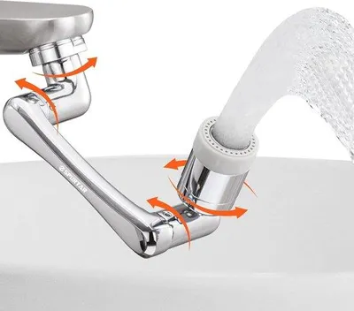 Produktbild von Famanu Wasserhahn Aufsatz mit Wassersparer - Multifunktionale Perlator Verlängerung Silber