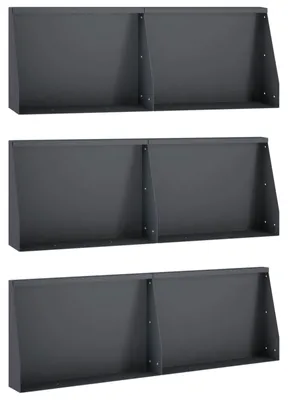 Productafbeelding van 6 stuks steunmuren, 60 x 12 x 30 cm, staal, antracietkleur