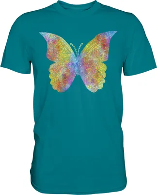 Produktbild von Farbenfroher Schmetterling T-Shirt – Diva Blue / L