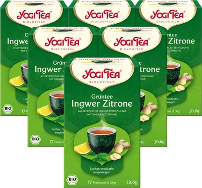 Produktbild von 6x YOGI TEA Grüntee Ingwer Zitrone | 6 x 30,6g