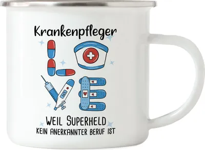 Produktbild von Ich Bin Krankenpfleger Weil Superheld Kein Anerkannter Job Ist Emaille Tasse Geschenk Danke Sagen