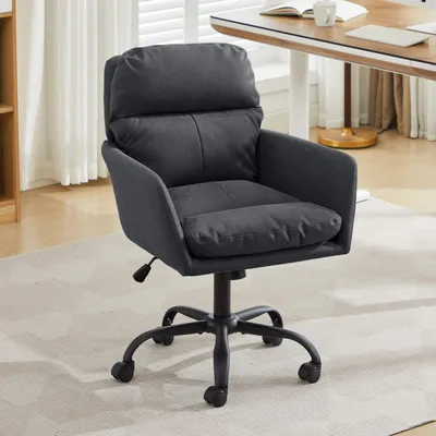 Produktbild von Höhenverstellbarer Bürodrehstuhl, PolyurethanKunstleder, ergonomisch, Metallrahmen, 72 x 61 x 102 cm, Schwarz